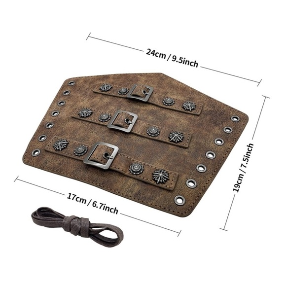 🆕 Medieval Leather Buckle Arm Bracers Knight LARP Renaissance Guards Armor NEW - Picture 7 of 7